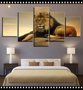 Liūtas Karalius Gyvūnų Žvėris Plakatas Sienos Meno HD Atspausdinta Drobė 5 Piecesr Plakatas Kambarį Apdailos Dažymo Sienos Anime Dekoras