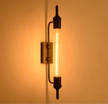 Loft amerikos šalyje derliaus pramonės sandėlyje, naktiniai bar veidrodis garo vamzdelis edison sienos sconce lempos apšvietimo šviestuvas