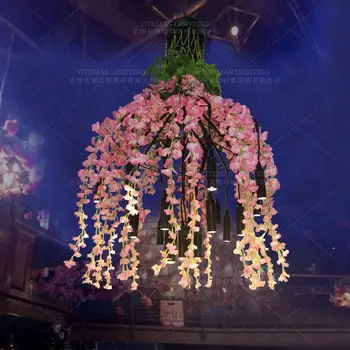 Loft Flower pendant light šiaurės kabo lempa augalų dekoratyvinis led lempos, namų dekoro augalų pakabukas rožinė šviesa, baras, restoranas lempos