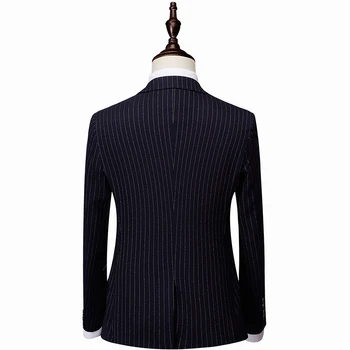 Loldeal Vyrų Kostiumas 2 vnt Krūtinėmis Kostiumai karinio jūrų Laivyno Dryžuotas Smokingas Vestuvių Kostiumai Vyrų Slim Fit tuxedos (Striukė+Kelnės)