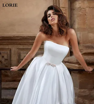 Lorie Boho Linijos, Satino Vestuvių Suknelės Stebėjimo Nuotakos Suknelės Vestido de novia Elegantiškas Korsetas Vestuvių Suknelė