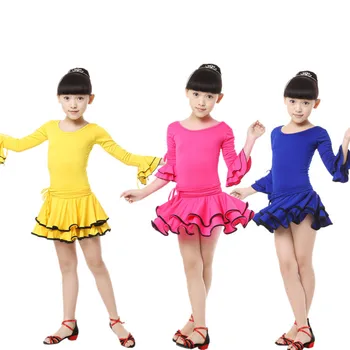Lotynų sijonas šokių drabužiai vaikams, drabužiai suknelė raudona mergaičių kostiumai vaikų šokių kostiumas pramoginių šokių suknelės vaikams