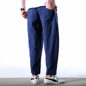 M-5XL Vyrų Sweatpants Poilsiu Vasarą, Japonų Vyrai Lino Losse Sweatpants Plius Dydis Vyrų Kietas Harajuku Streetwear Haremo Kelnės