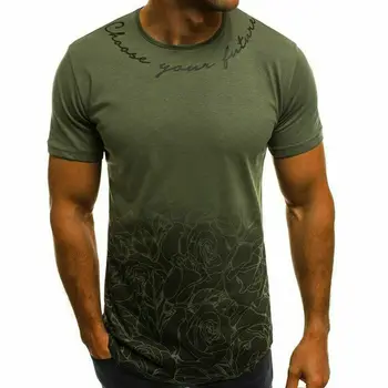 Mada Marškinėliai vyriški gradiento spalvos atspausdintas trumpas rankovėmis apvalios kaklo marškinėliai Apatiniai Vyras Tee Marškinėliai Marškinėlius Pilvo Vyras