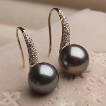 MADALENA SARARA Diamond Inkrustacijos Taičio Perlų Black Pearl Aukštos Kokybės Perlų auskarai 18K Aukso Stud Auskarai Prabangūs Papuošalai