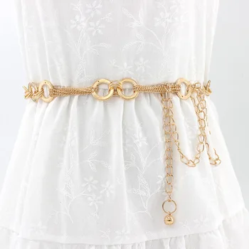 Madingas laukinių aukso plonas diržas moteriška priedai suknelė moterų metalo žiedas apdaila juosmens grandinės