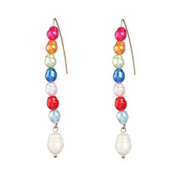 Mados aukštos kokybės perlų imitacija ilgi auskarai spalvinga nereguliarus perlų auskarai moterims ir mergaitėms dovanų