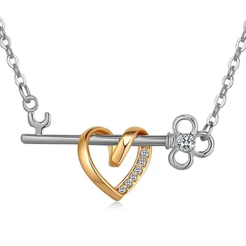 Mados Klavišą Heart Lock Pendant Karoliai Kūrybos Moterų Clavicle Grandinės Chokers Karoliai, Mergaitėms, Moterims, Aksesuarai Mielas/Romantiška