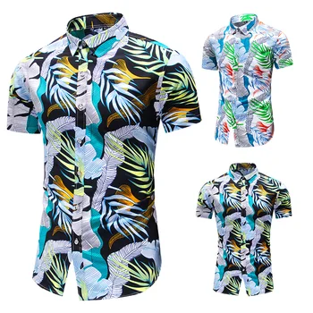 Mados Korėja Dizaino Havajai Paplūdimio Trumpas Rankovės Atsitiktinis Marškinėliai vyriški Spausdinti Palaidinė 2021 M. Vasaros Drabužių ir Negabaritinių 5XL 6XL