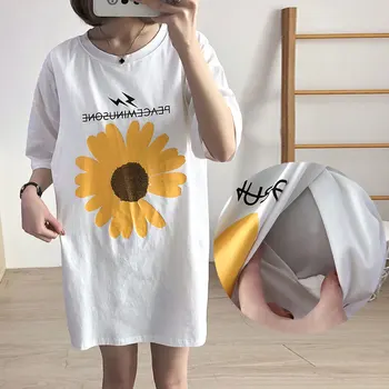 Mados korėjos stiliaus Universalus T-shirt Vasarą Nešioti Laktacijos Drabužis Motinystės Drabužių Plius dydžio Viršūnes Mados Mama Vidutinio ilgio Ou