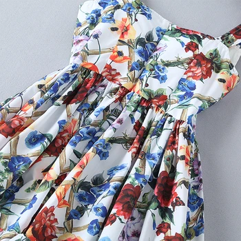 Mados moterų suknelė pavasario vasaros 2018 spageti dirželis plėtra apačioje plonas juosmens spausdinti suknelė naują atvykimas