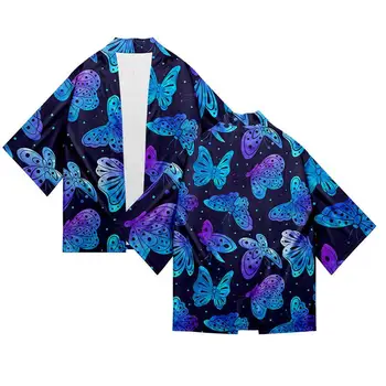 Mados Prekės ženklo Dizainas Drugelis Spausdinti 3d Kimono Marškinėliai Vyrams Septynių Taškų Rankovėmis Viršūnes Atsitiktinis Sporto Unisex Megztinis Striukės Streetwear