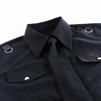 MAGOGO Naują Kaklaraištį, Marškinius, Moterys Japonijos Kolegija Stiliaus JK Marškinėliai Black Uosto Skonio INS Laisvi Marškinėliai