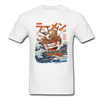 Makaronų Monstras 2018 Naruto Anime T-shirt Vyrai Baltos Viršūnės Atvėsti Vasaros Drabužių Didžiosios Ramen Bei Kanagawa Juokingi Marškinėliai