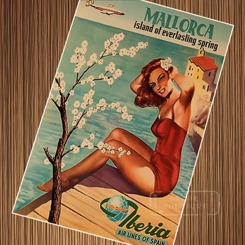 Maljorkos Sala Amžinojo Pavasario Ispanija Kelionės Kelionių Retro Vintage Plakatas Drobė 