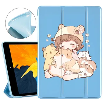 Manga Mergina Tablet Case for Ipad Mini 2 3 4 Dangčio Lankstymo Turėtojas Funkcija, skirtą 