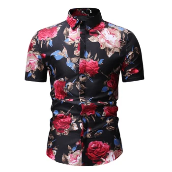 Marškinėliai 2019 m. Vasaros Naują Stilių Vyrams, Atsitiktinis Havajų Trumpas Rankovės Marškinėliai 3D Spausdinimo Gėlių Camisa Masculina Patogus Cool Marškinėliai Vyrams