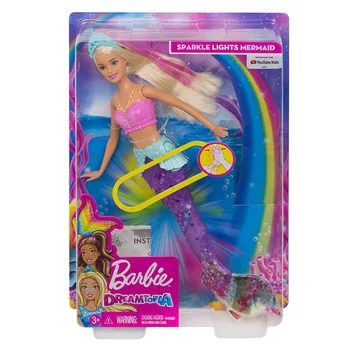 Mattel Barbie Dreamtopia Sparkle Žibintai Undinė 12-Colių Povandeninė Šviesa Rodo, Priedai Kostiumas Lėlės Princesė Žaislai Mergaitėms