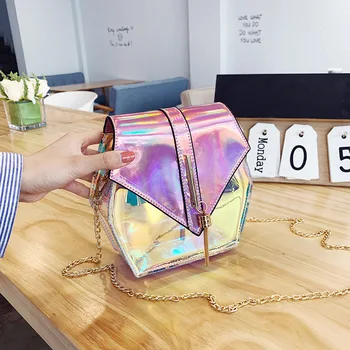 Mažas kvadratas paketo 2019 m. vasarą naujas mados spalvinga skaidrios želė lazerio moterų maišelį banga peties neišmes mažas maišelis