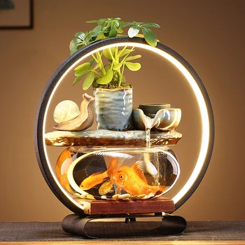 Mažas Skaidraus Stiklo Vandens Goldfish Bowl Namų Prieškambario Darbalaukio Namų Kambarį Kūrybos Šviesa 