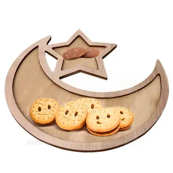Mediniai Crescent Moon Star Eid Ramadanas Šalies Maisto Serviravimo Indai, Desertas Mediniai Vakarienė Plokštės Namų Ramadanas Maisto Patiekimo Padėklai
