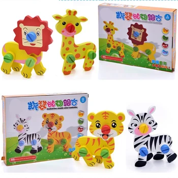 Mediniai Montavimas Gyvūnų Montessori Žaislai Švietimo Varžtas Veržlė Išardymas Ir Surinkimas Derinys Medinių Vaikų Berniukų Žaislai