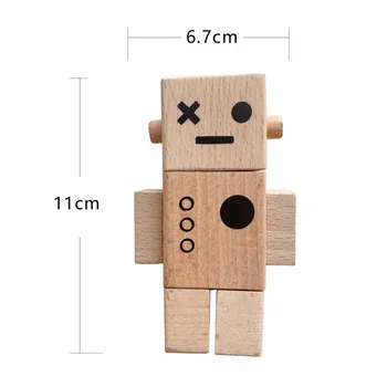 Mediniai Robotas Įstaigų Bendras Aukščio Medinis Žaislas Amatų, Meno, Vaikų Kambarys Apdailos Foto Rekvizitas-