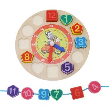 Medinis Skaitmeninis Geometrijos Laikrodis Geometrinis Surenkant Blokus Vaikų Medinių Blokų Žaislai Anksti Švietimo Žaislas Kūdikiui Berniukas Mergaitė