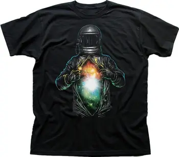 Medvilnės Astronautas Visatos Viduje Juoda T-Shirt O-Kaklo Hoodies