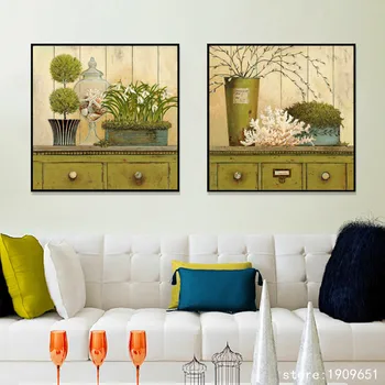 Medvilnės be rėmelio sielovados žalia stiliaus gėlių drobės spaudiniai aliejaus tapybai atspausdintas ant medvilnės namo sienos meno apdailos nuotrauką