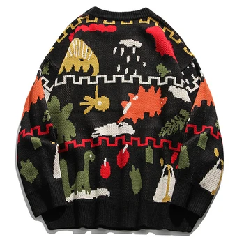 Mens Kalėdų Megztiniai Streetwear 2020 M. Žiemos Moterys HipHop Unisex Atsitiktinis Derliaus Prarasti Pora Negabaritinių Megztinis (Puloveris)