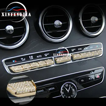 Mercedes-Benz C E GLC Klasės W205 W213 X253 15-19 Kristalų Stiliaus Centras AC Mygtukai Padengti Apdaila