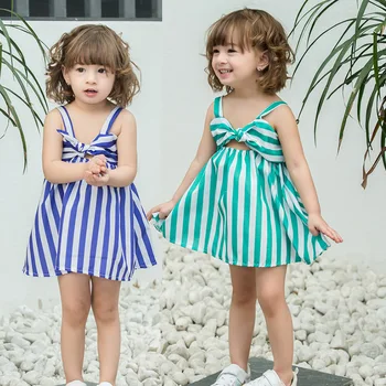 Mergaičių Vasaros Suknelė Vaikai Princesė Dress Vaikų Drabužių Baby Girl Juostele Suknelės Vaikams Lankas Mielas Mini-suknelė Medvilnės Drabužius