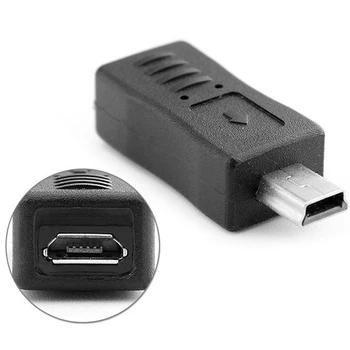 Micro USB Female į Mini USB Vyrų Adapteris, Įkroviklis Adapteris Keitiklis, Juoda H4GA