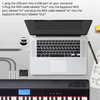 MIDI USB Sąsajos Kabelis Auto Setup MIDI Konverteris su Ryškus LED Elektros Priemonė, Klaviatūros, Fortepijonas prie KOMPIUTERIO, 