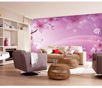 Miegamasis jaukus gyvenamasis kambarys, TV foną tapetai sienų freskomis Roland 3D stereoskopinis bloom nestandartinių dydžių
