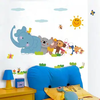 Mielas Animacinių filmų Gyvūnų Lipdukas dramblys didelis girdėti, gyvūnų tapetai, vaikų kambarys apdaila