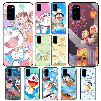 Mielas Doraemon Animacinių filmų Atvejais Huawei Honor 20 X10 Pro 5G 10 30 Jaunimo 9X Lite 8X Y9 Y7 Y6 2019 TPU Grūdintas Stiklas Telefono Cas