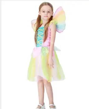 Mielas elf Sprite Dress Neverland Tinkerbell Sodo Pasakų Vaikams Kostiumas Puikus Miško Mergina Šiek tiek Pasakų Kostiumas Suknelė