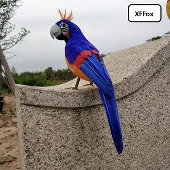Mielas modeliavimas pasuko parrot modelis putų&kailis tamsiai mėlyna papūga paukštis lėlės dovana, apie 33cm xf2437