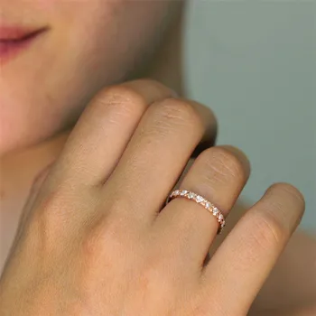 Mielas Moterų Mažas, Cirkonis Akmuo Žiedas Mados Rose Aukso Spalvos Vestuvinis Žiedas Žada Vestuvių Žiedai Moterims