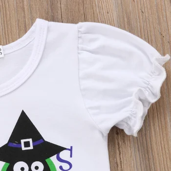 Mielas Puikus Helovinas Kūdikiams, Kūdikių Mergaitės Atsitiktinis Trumpas Žibintų Rankovės Spausdinimo T-shirt Blyksnius Taškų Kelnes Žavinga 2VNT Komplektai