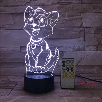 Mielas Šuo 3D LED Lempos Naktį Šviesos Kelių spalvų RGBW Lemputės Dekoratyvinis Luminaria Gimtadienio Dovana Draugams, Vaikams, Gimtadienio Dovana AW-613