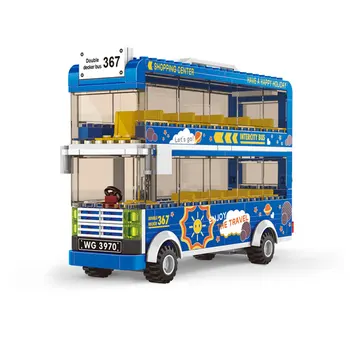 Miestas Miestą Klasikinis Tarpmiestinių Autobusų Blokai nustatyti, dviaukštis autobusas Ekskursijoms vehice Plytų Švietimo Žaislas Vaikams, Dovanos