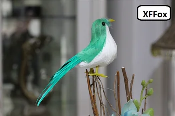 Mini realiame gyvenime green&white bird modelis putų&plunksnų modeliavimas mielas paukštis dovana, apie 15cm xf2564