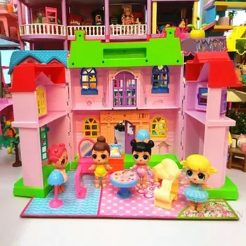 Miniatiūriniai Dollhouses Dovana Žaislai Villa Namas Laiminga Šeima Temą Princesė Namo Kambarį Žaislas Tiktų Nustatyti Baldų Komplektai Mergaitės Lėlės