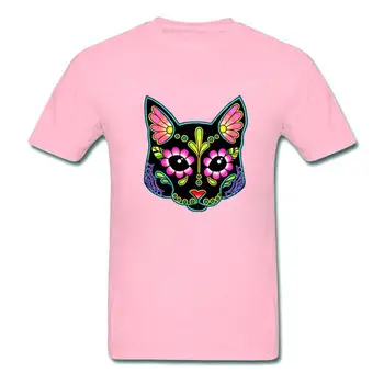Mirusiųjų dienos Cukraus Kaukolės Kitty Marškinėliai Hip-Hop Vyrų T-Shirt Miesto Prekės ženklo Streetwear Vyrų Stilingas Katė Juoda Medvilnės Marškinėlius Naujas