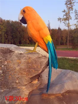 Modeliavimo papūga paukštis modelis pasiūlymo, apie 30 cm polietileno&oranžinės-mėlynos plunksnos papūga namų, sodo puošmena dovana s2990