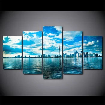 Modulinė HD Atspausdinta 5 Skydas Miesto Architektūros Ežero Bokštas Dangaus Plakatai Namų Dekoras Drobė, Tapyba Sienos Nuotrauka už Kambarį