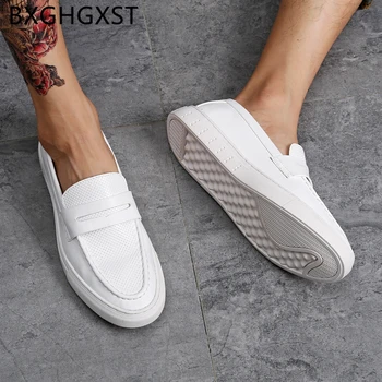 Mokasīni vyrų laisvalaikio bateliai balti slydimo batų vyrai Coiffeur mados 2020 metų vasaros Orui natūralios odos batai, vyrams, aukštos kokybės